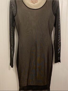 Philosophy black mesh overlay bodycon dress